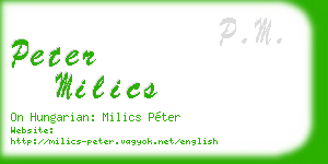 peter milics business card
